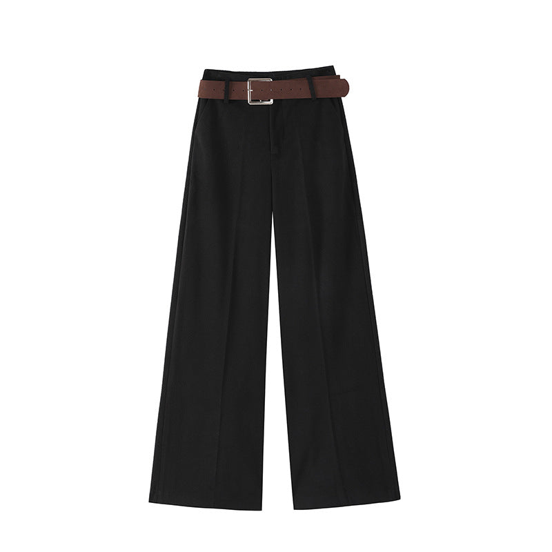 Autumn Wool Trousers for Women, High Waist, Slimming Straight Leg, Loose Wide Leg, Versatile Drapey Casual Floor-Length Pants