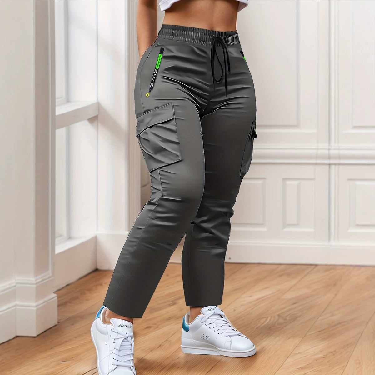 Fashionable Straight-Leg Casual Trousers for Women, Solid Color, Breathable Quick-Dry Wide-Leg Pants