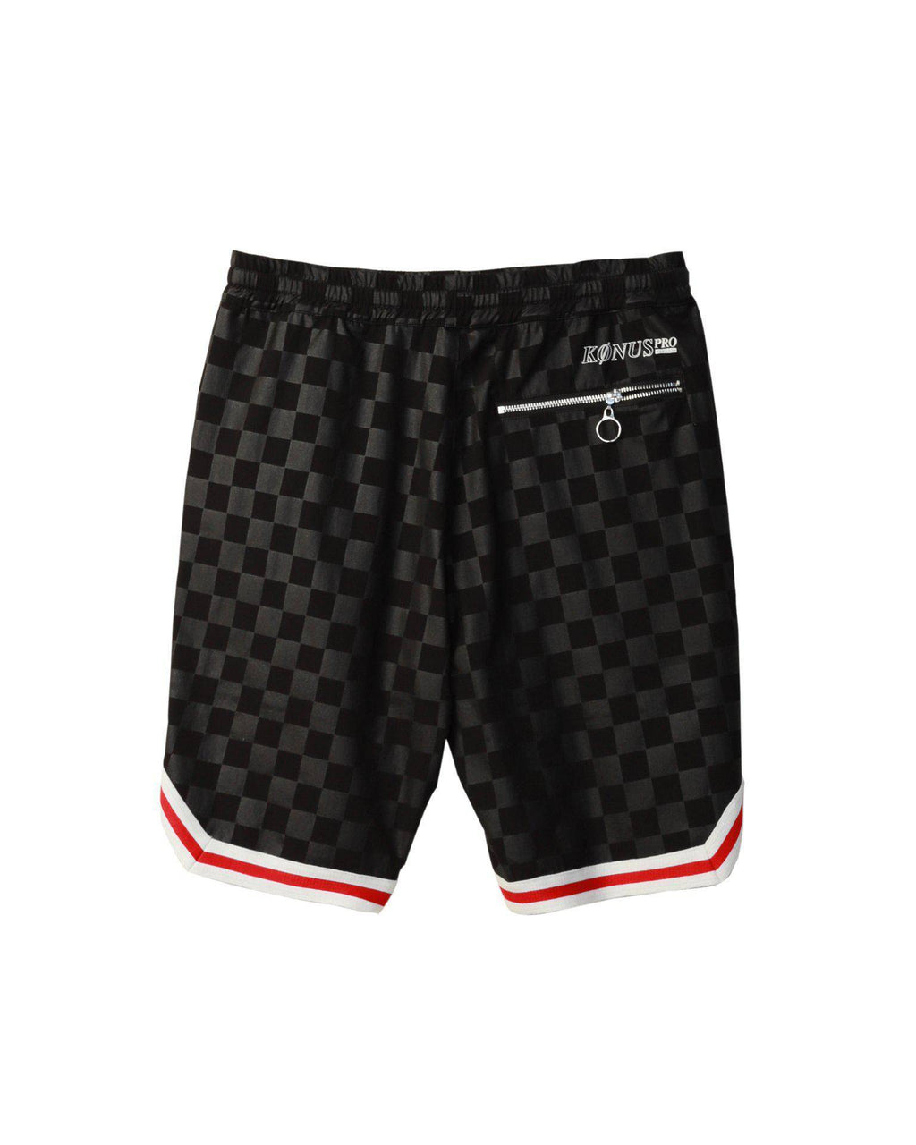 Men's Tonal Checkered Shorts with Tape in Black - Konus Brand
