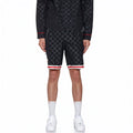 Men's Tonal Checkered Shorts with Tape in Black - Konus Brand