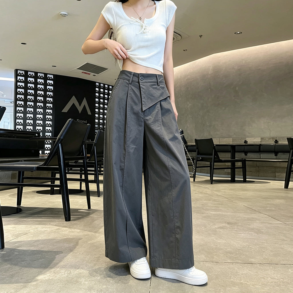 Casual Loose Wide-Leg Pants with Elastic Waistband, Breathable and Stylish Trousers for Everyday Wear
