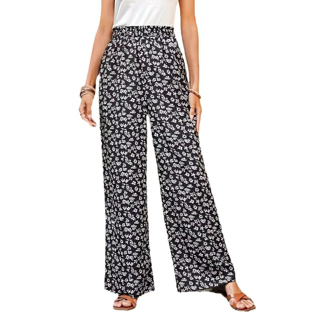 High waisted floral print loose wide leg pants
