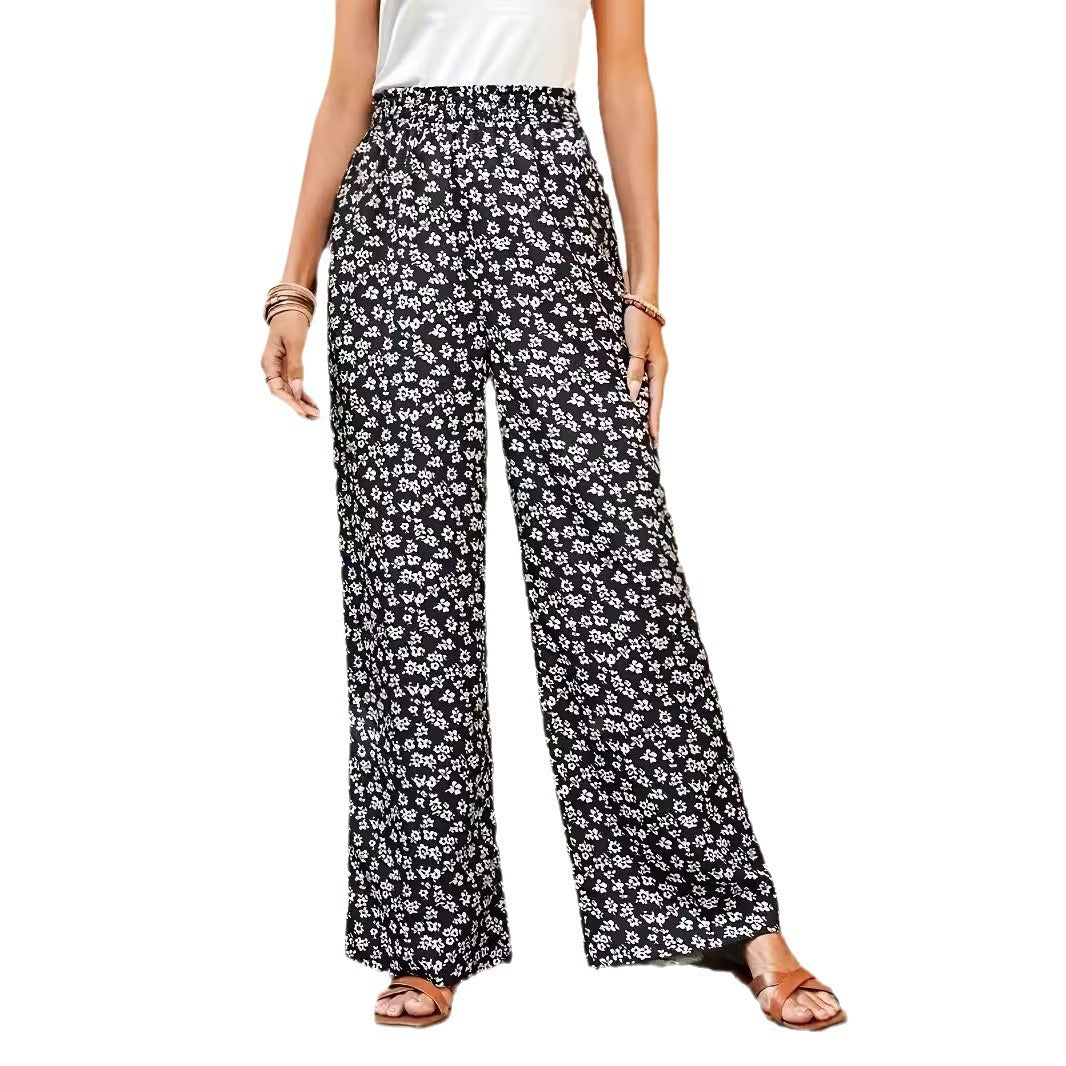 High waisted floral print loose wide leg pants