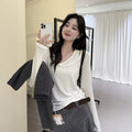 Women's Faux Layered Long Sleeve T-Shirt Top
