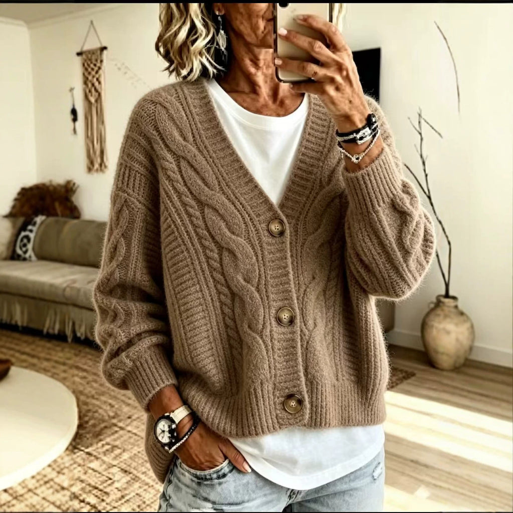 Top retro Fried Dough Twists cardigan coat women