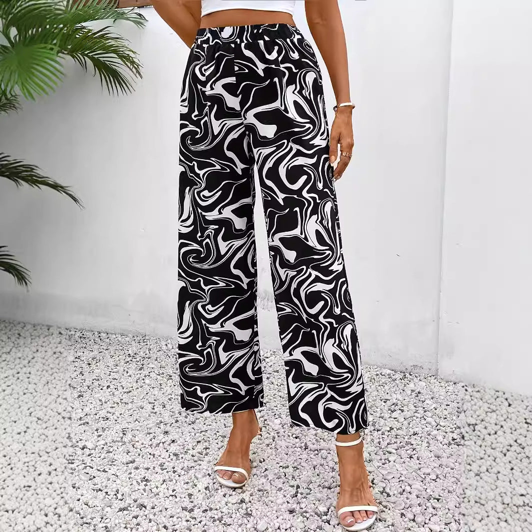 Elastic high waisted pants