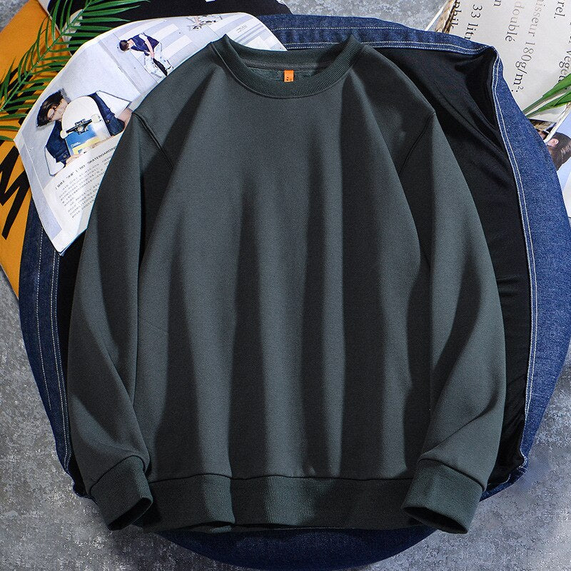 Spring Autumn New Mens Hoodie Casual Cotton Fleece Long Sleeve Men Sweatshirt Round Neck Multicolor Fashion Loose Tops 5XL