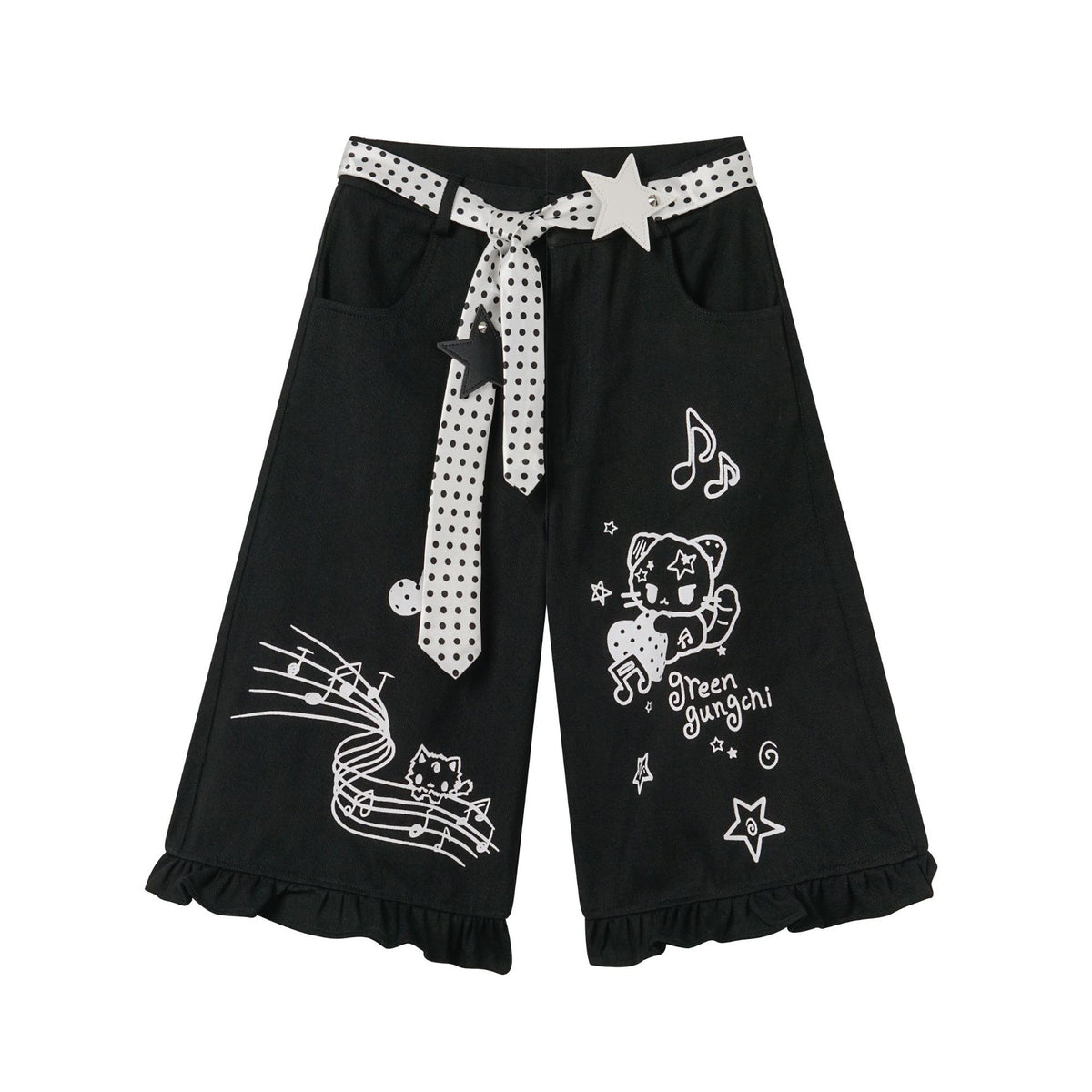 Women's Short Vintage Embroidered Shorts with Leather Patchwork for Women Wholesale