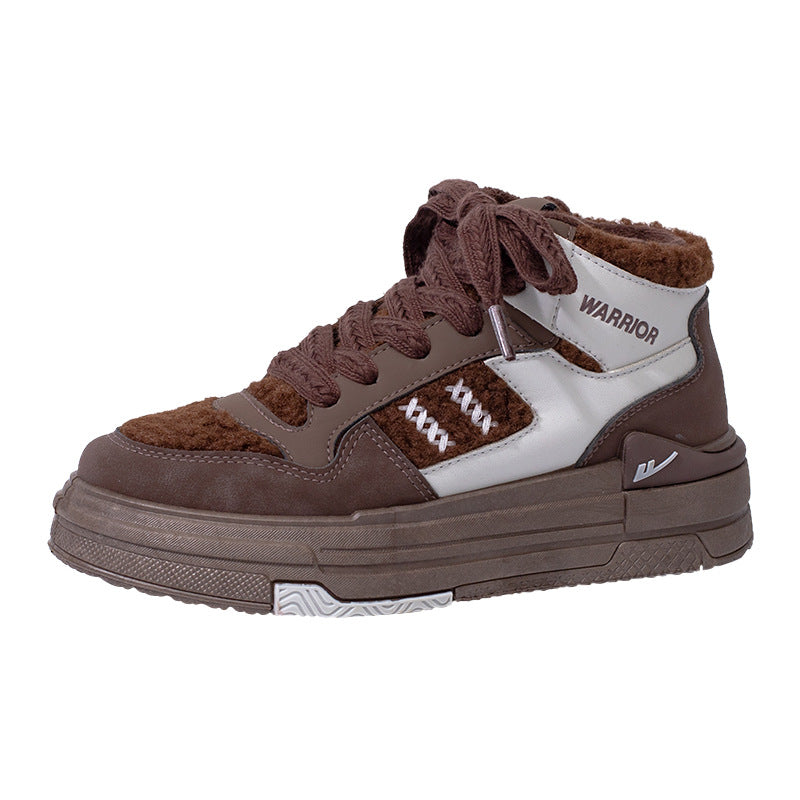 Color blocked high cut thick soled shoes for casual wear