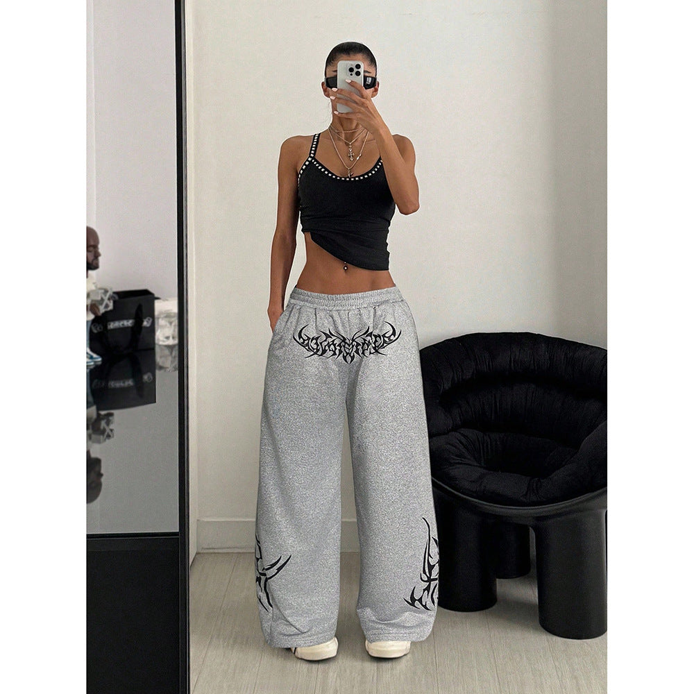 Hip Hop Street Dance Jazz Dance Casual Pants for Women, Loose Fit, Versatile, Retro Trendy Brand, Drawstring Sport Long Pants