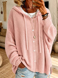 Button knit hooded sweater cardigan jacket