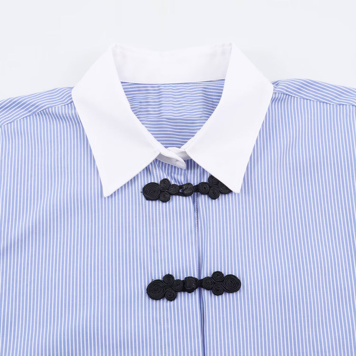 Color blocked lapel striped shirt for women