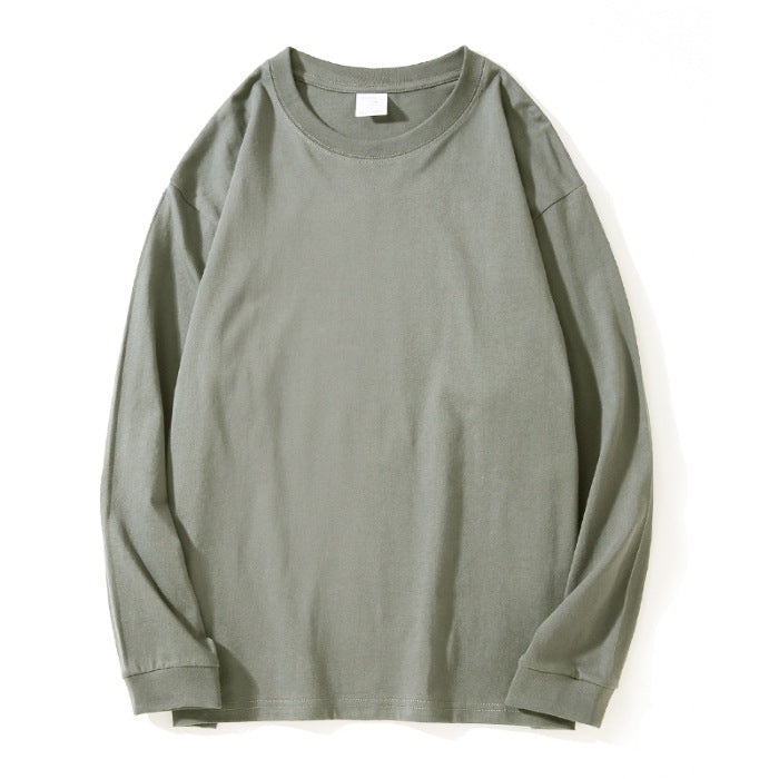 Preppy Style Long Sleeve Crew Neck T-Shirt Women's Oversized Heavyweight Cotton Tee