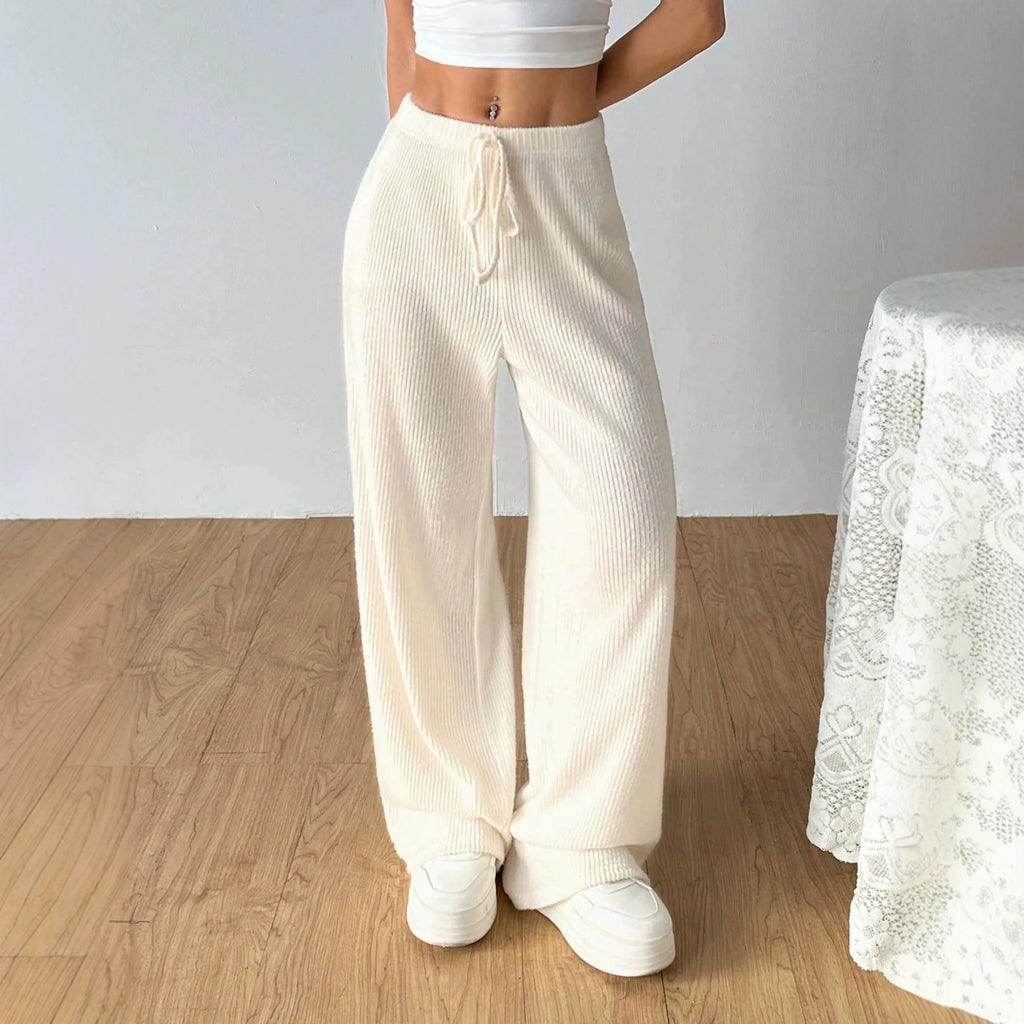 Fashionable Loose Fit Straight Leg Wide Leg Pants for Women, Comfortable Casual Long Trousers, Solid Color, Flowy Fabric, Versatile Style