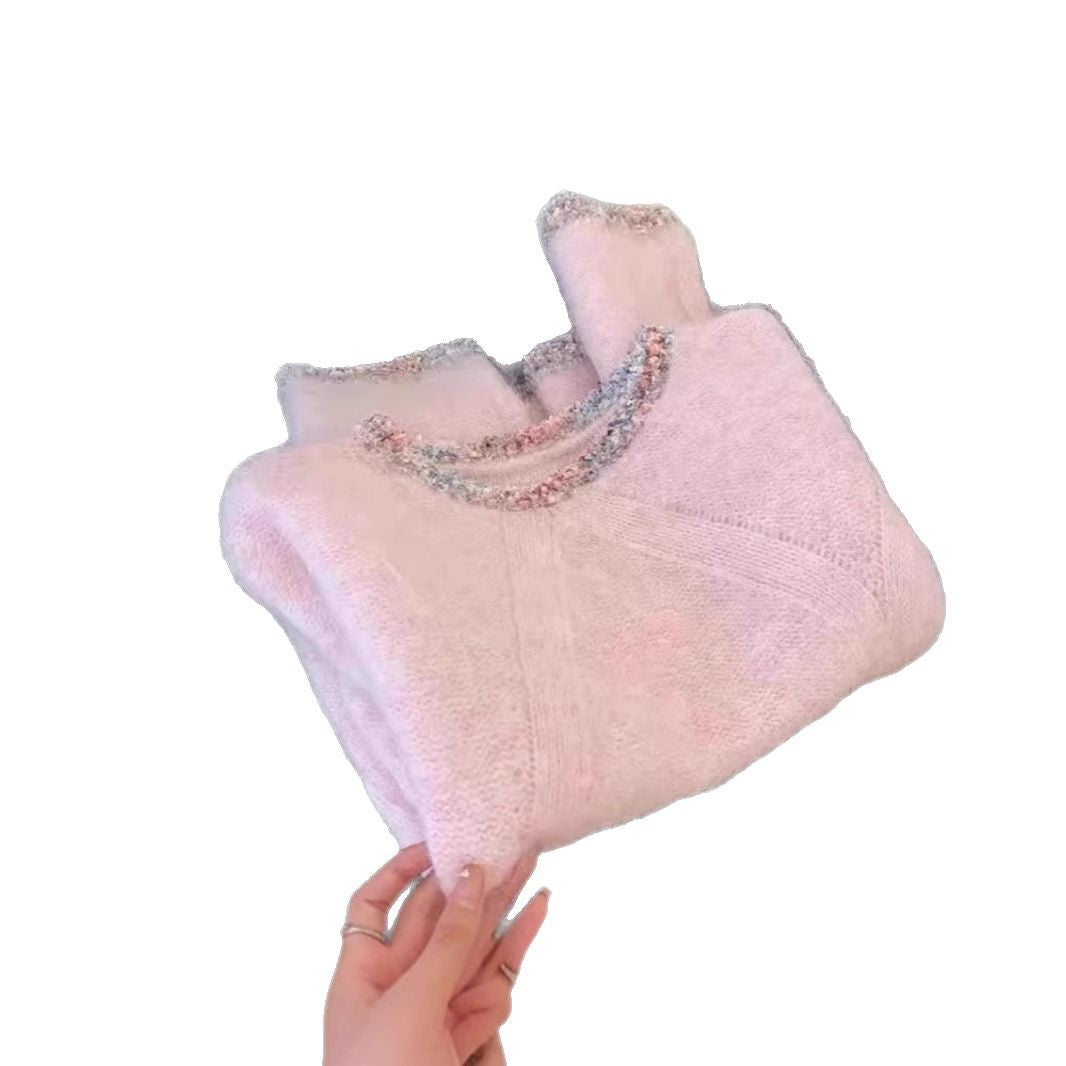 Round neck pullover sweater women's top