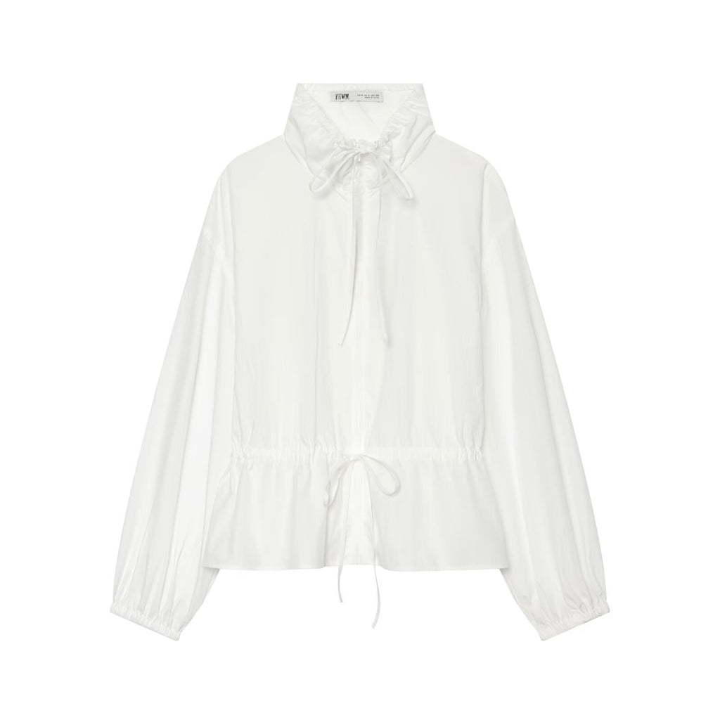 Stand up collar long sleeved shirt