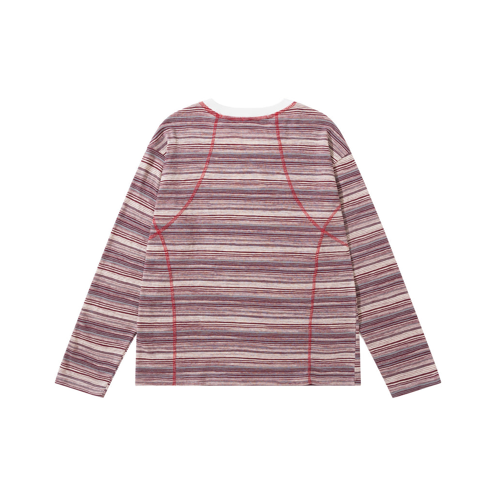 Loose and versatile striped long sleeved T-shirt for women's casual wear