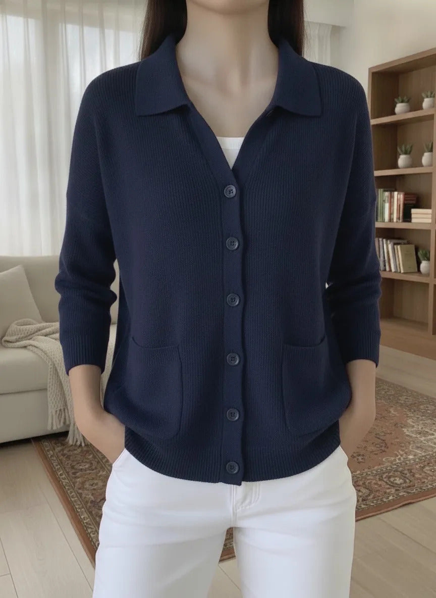 Knitted cardigan button women's sweater jacket for autumn and winter