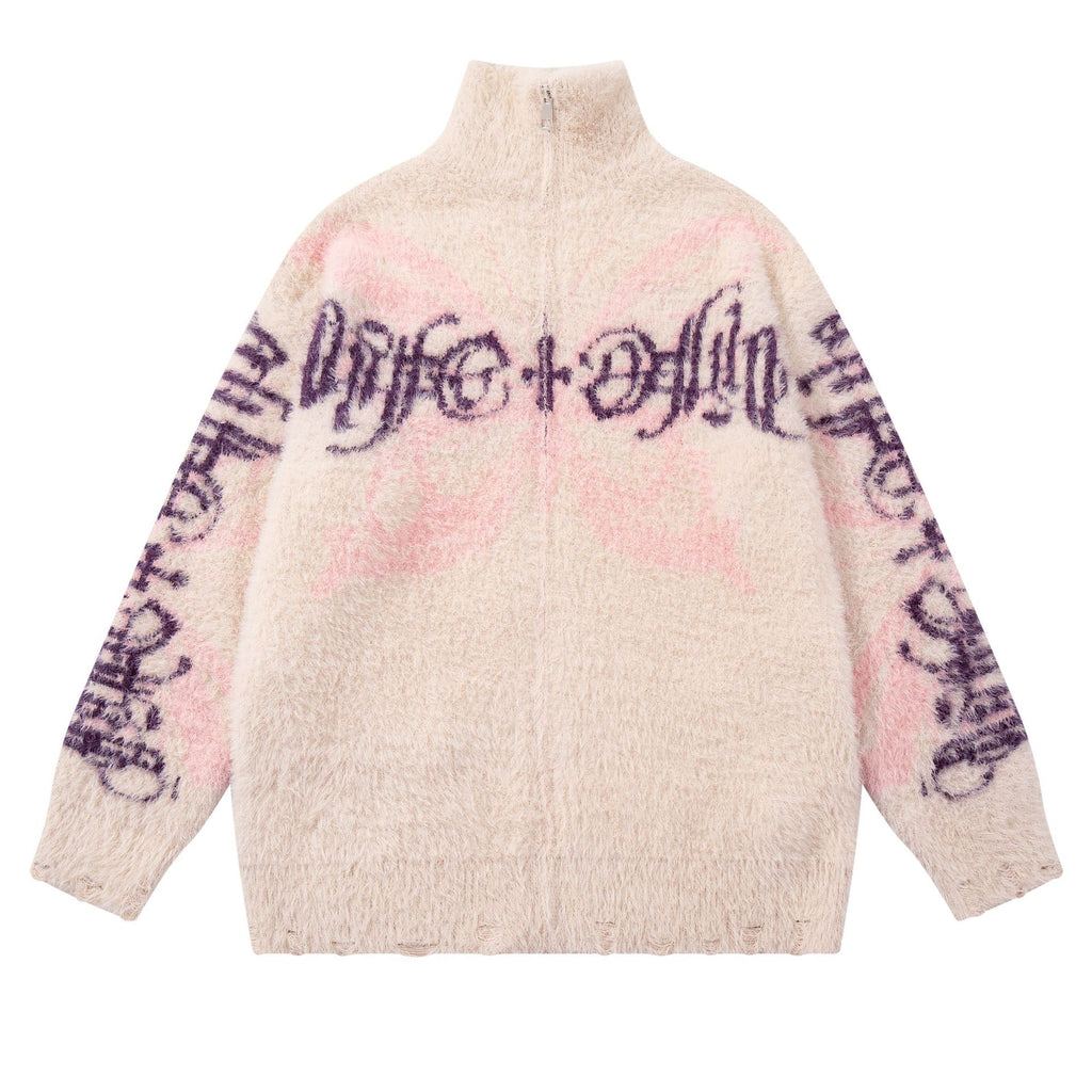 Cardigan with butterfly printed coat