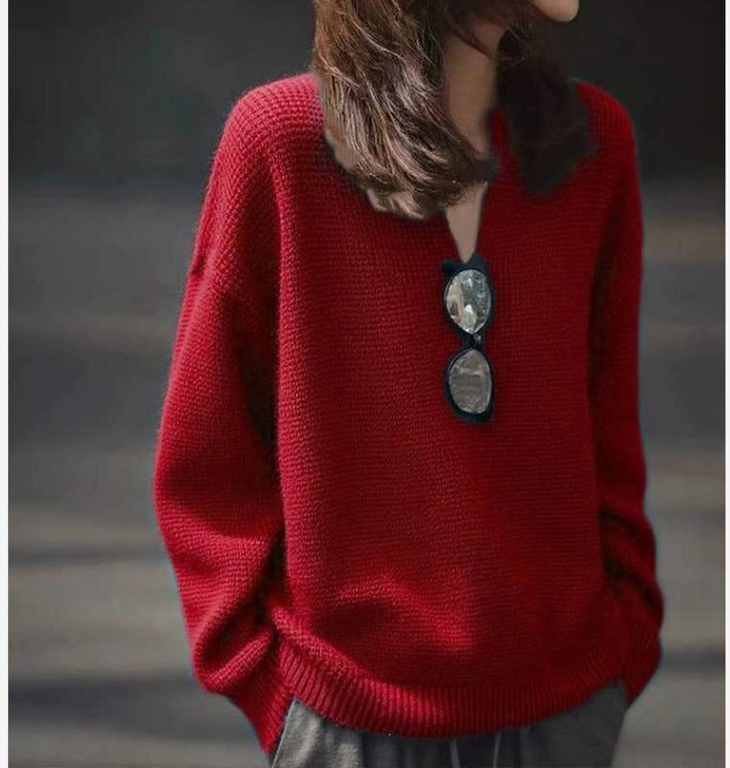 V-neck Knitted Top for Spring