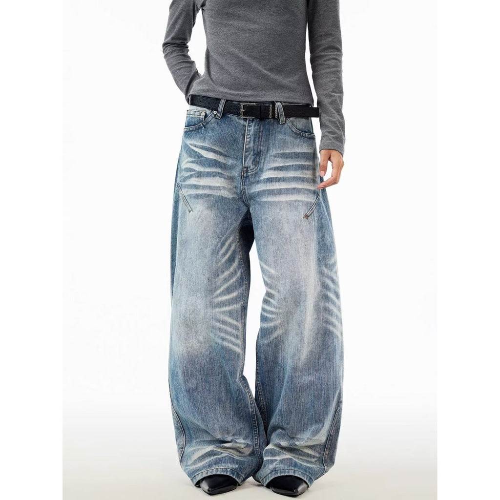 Oversized Knife-Edge Jeans, Unisex Loose Casual Wide-Leg Straight Long Pants