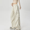 Hiking cargo pants for women, new loose casual wide-leg pants, autumn outdoor washed cotton high-waisted sport pants for women