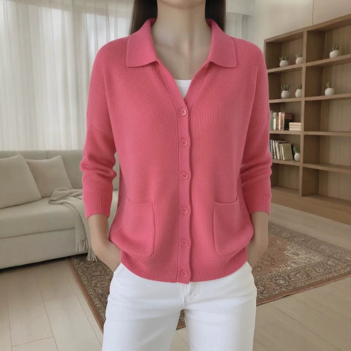 Knitted cardigan button women's sweater jacket for autumn and winter