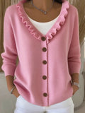 Knitted cardigan casual V-neck sweater jacket for women