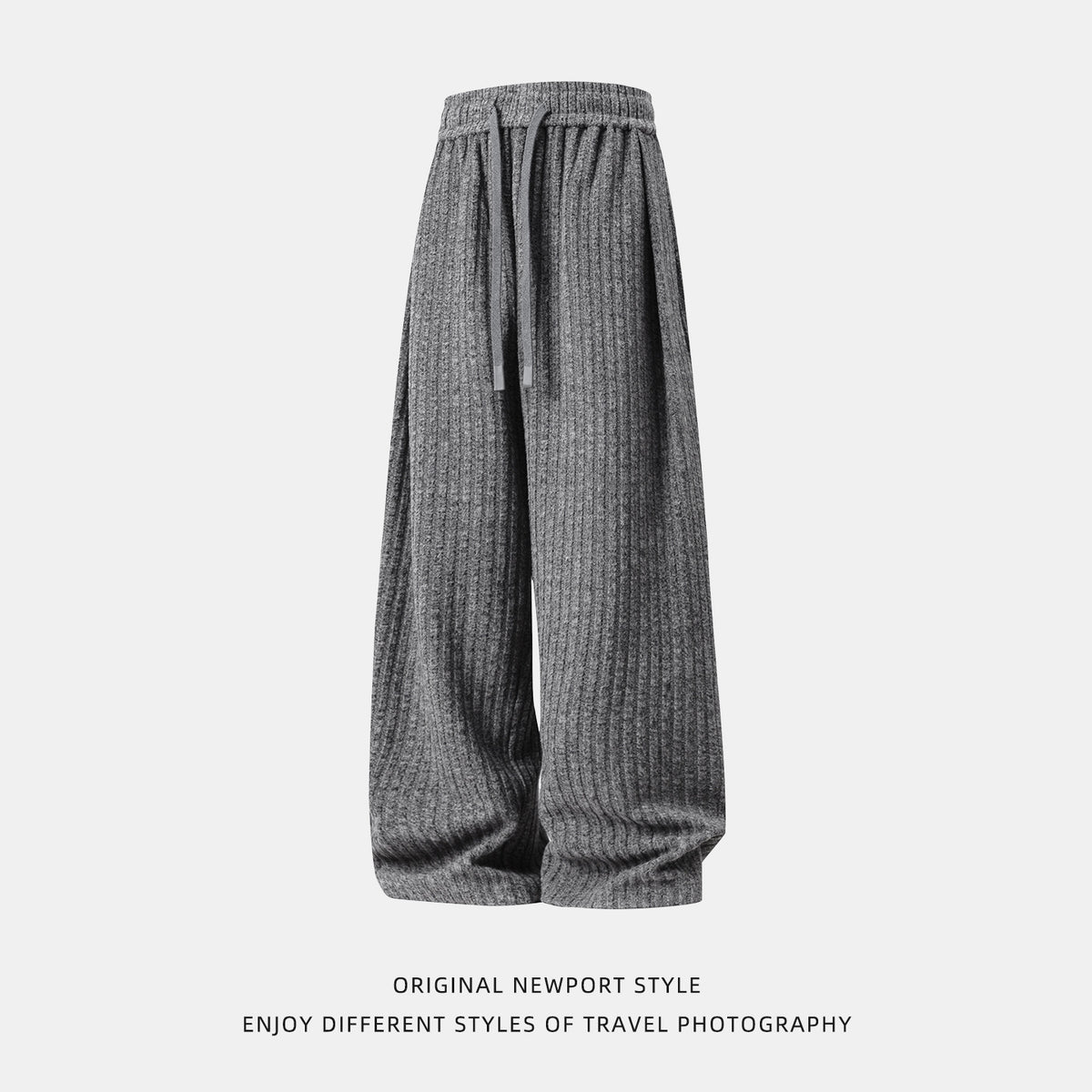 Fleece Loose Drape Casual Pants for Men, Autumn New Heavyweight Quality Sweatpants with Pleated Design, Fashion Brand Long Pants