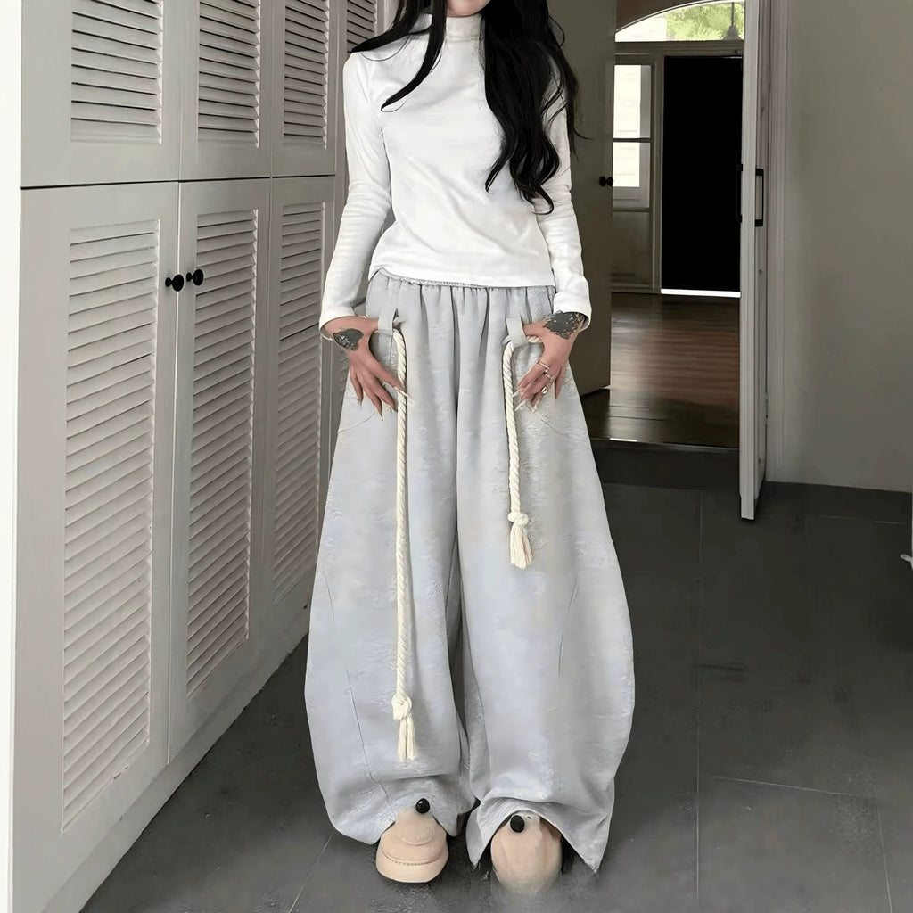 Casual Loose Wide-Leg Sweatpants for Women, Fashion Streetwear Style, Simple and Versatile High-Street Pants