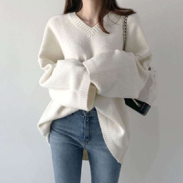 Lazy style loose outer sweater for women
