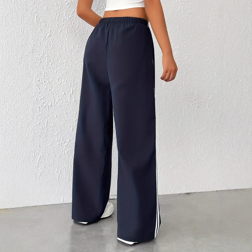 Striped elastic waistband pants