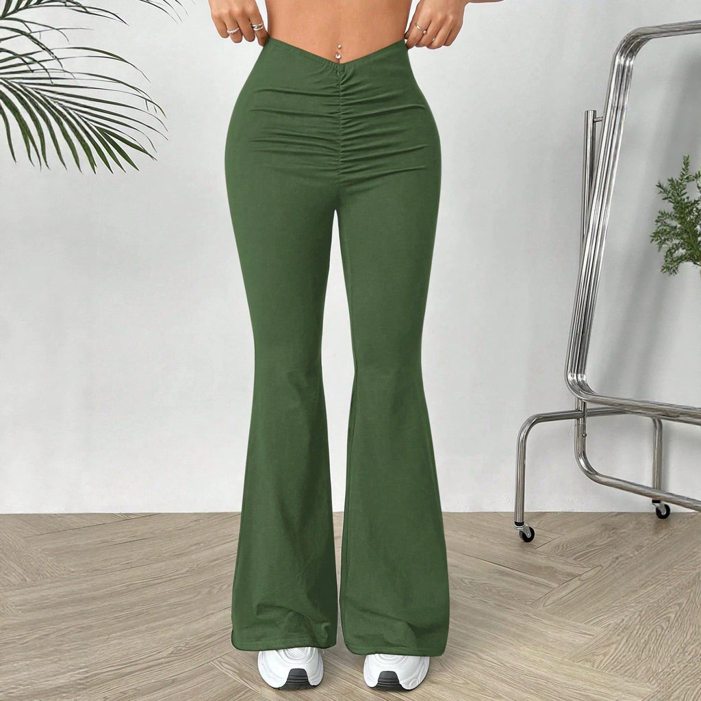 V-shaped waist slimming elastic pants