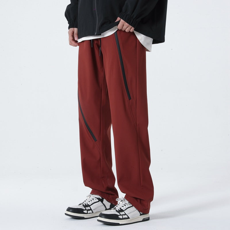 Style Rugged Zipper Hiking Cargo Pants for Men, Spring and Autumn Fashion Outdoor Water-Resistant Loose Casual Trousers