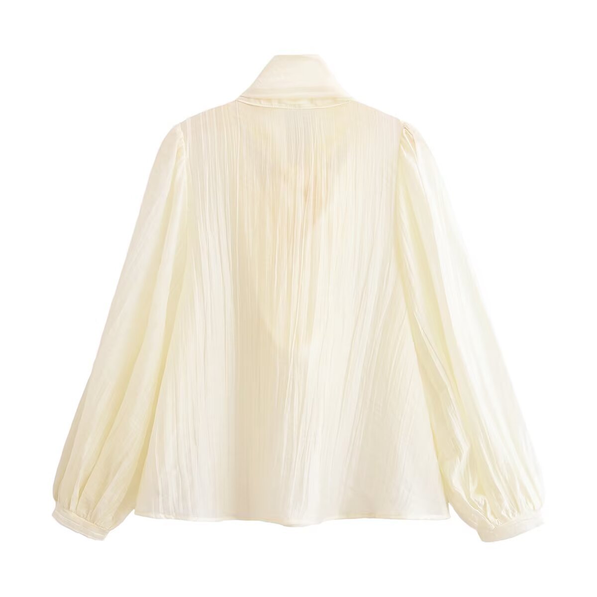 Loose bow tie tied lantern sleeve shirt for women