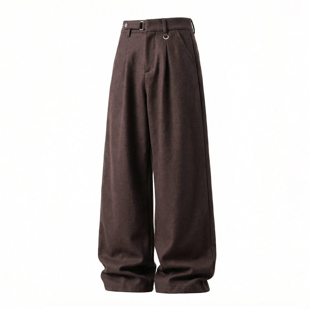 Drapey Trousers for Men, Spring Season, Adjustable Waist, Soft Texture, Loose Fit, Casual Pants with 3D Pleats, Straight Leg Long Trousers