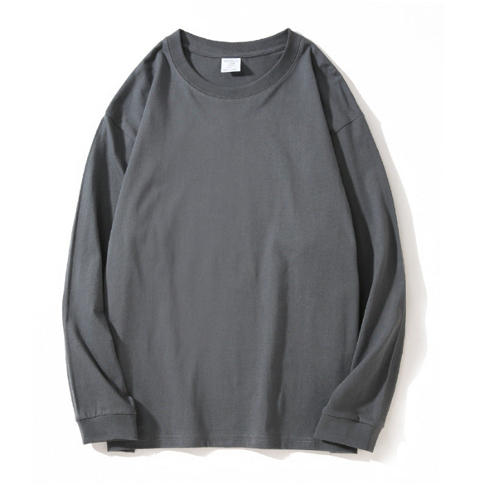 Preppy Style Long Sleeve Crew Neck T-Shirt Women's Oversized Heavyweight Cotton Tee