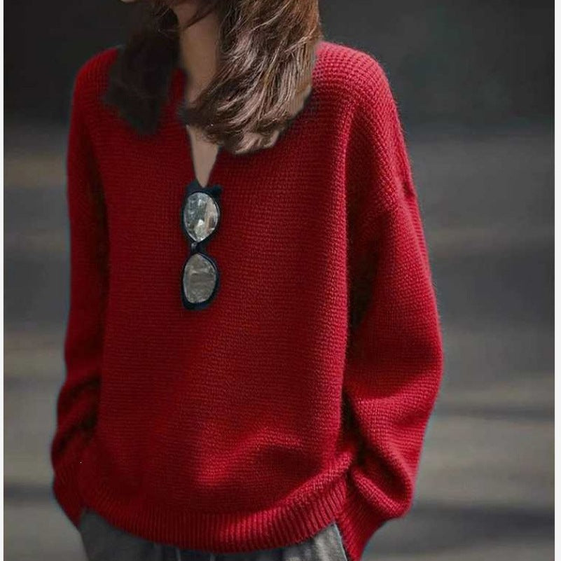 V-neck Knitted Top for Spring