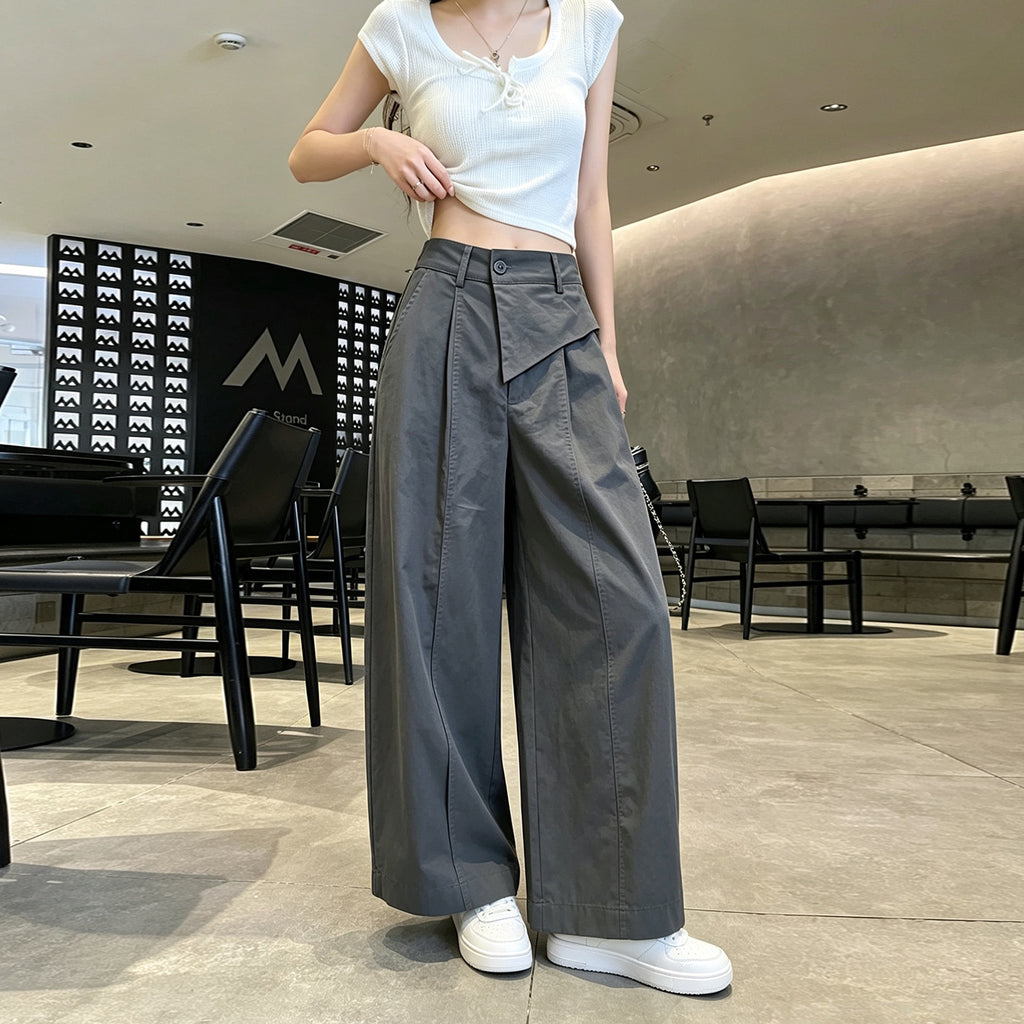 Casual Loose Wide-Leg Pants with Elastic Waistband, Breathable and Stylish Trousers for Everyday Wear
