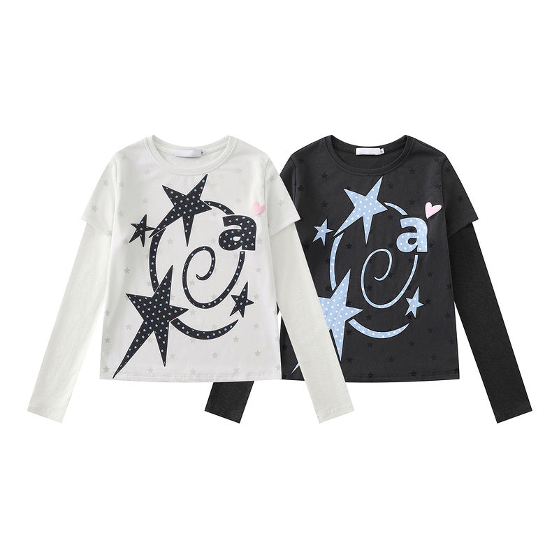 Fake two layered T-shirt with spiral printing