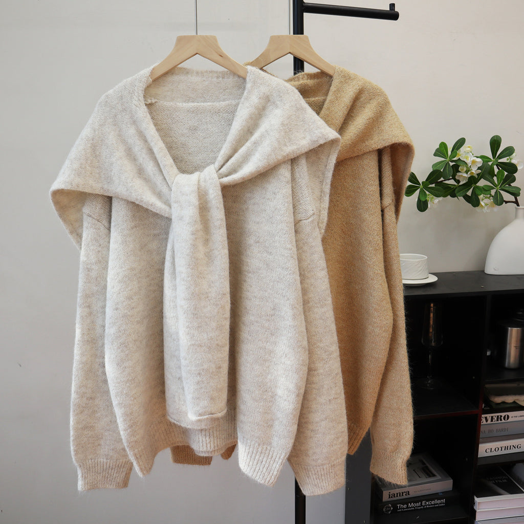 Loose shawl two-piece sweater set