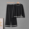 Long sleeved slit wide leg pants two-piece set for women