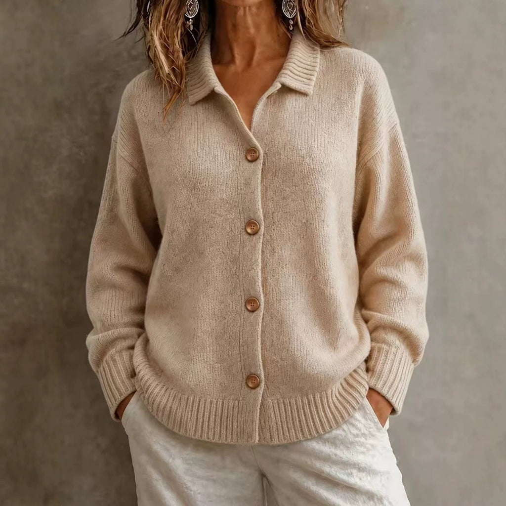 Single breasted long sleeved sweater jacket