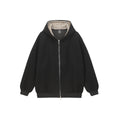 Loose Plaid Patchwork Hooded Double-Zipper Open Front Hoodie for Men