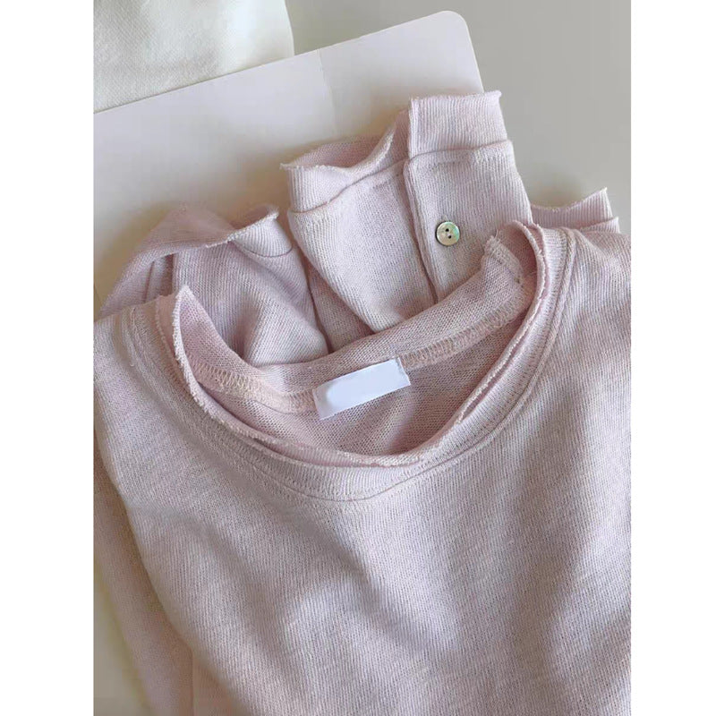 Women's Long Sleeve T-Shirt Relaxed Fit Lightweight Rolled Hem Top
