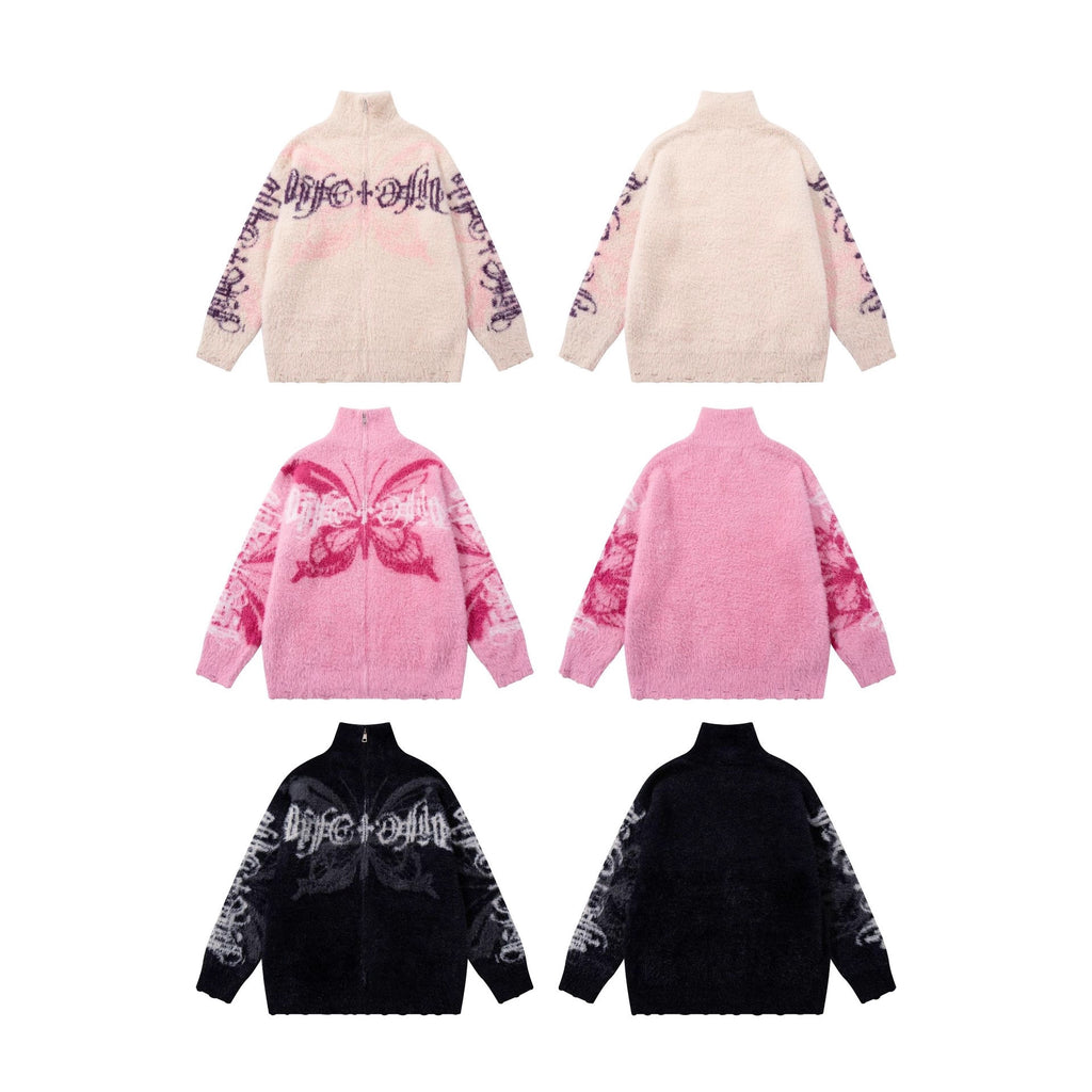 Cardigan with butterfly printed coat