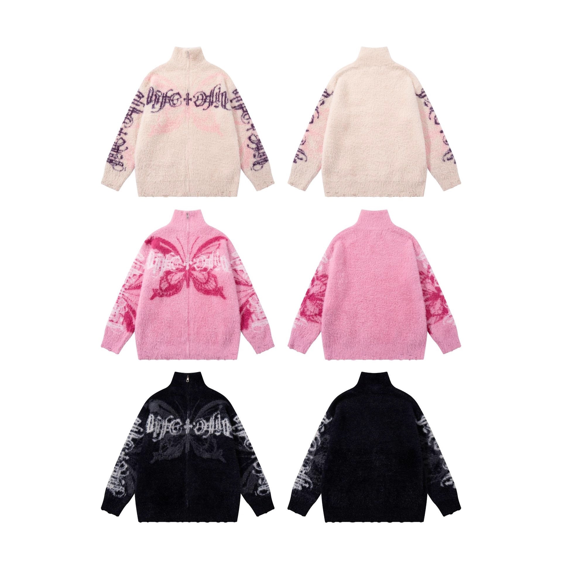Cardigan with butterfly printed coat