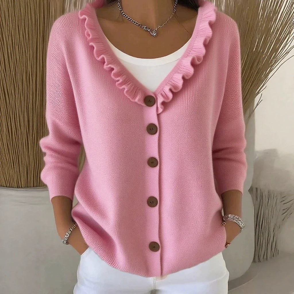 Knitted cardigan casual V-neck sweater jacket for women