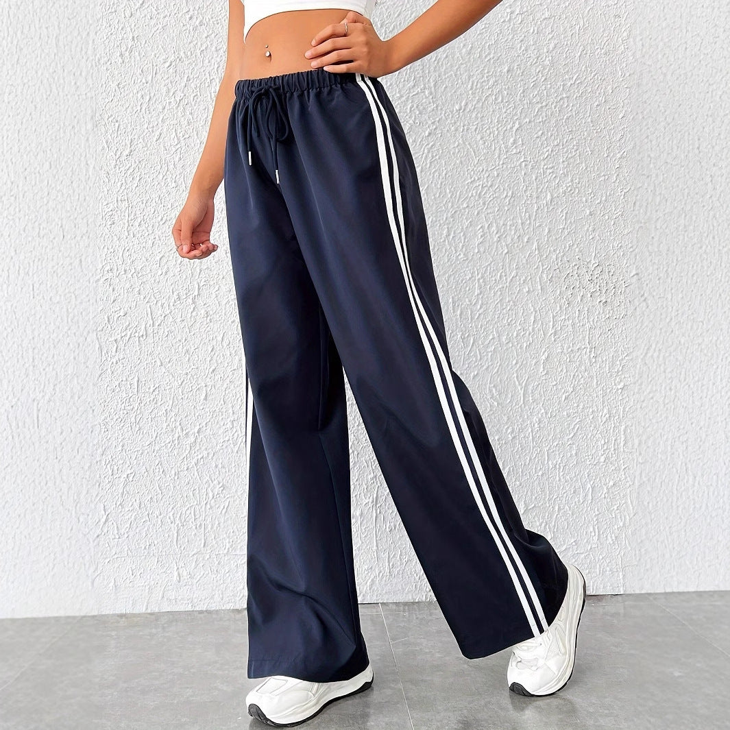 Striped elastic waistband pants