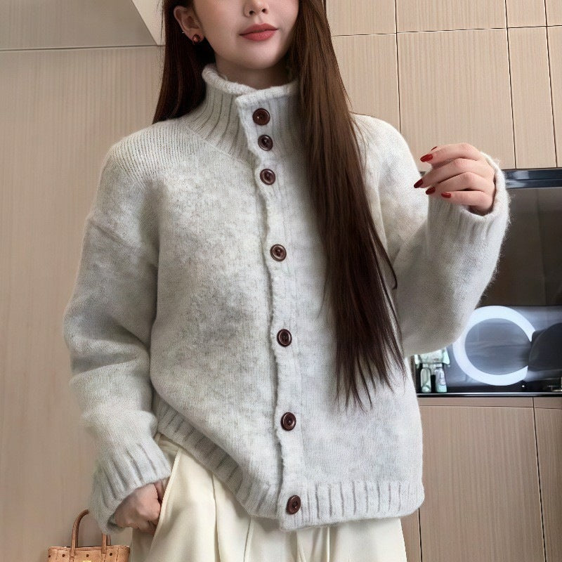Solid color sweater jacket for women in autumn and winter